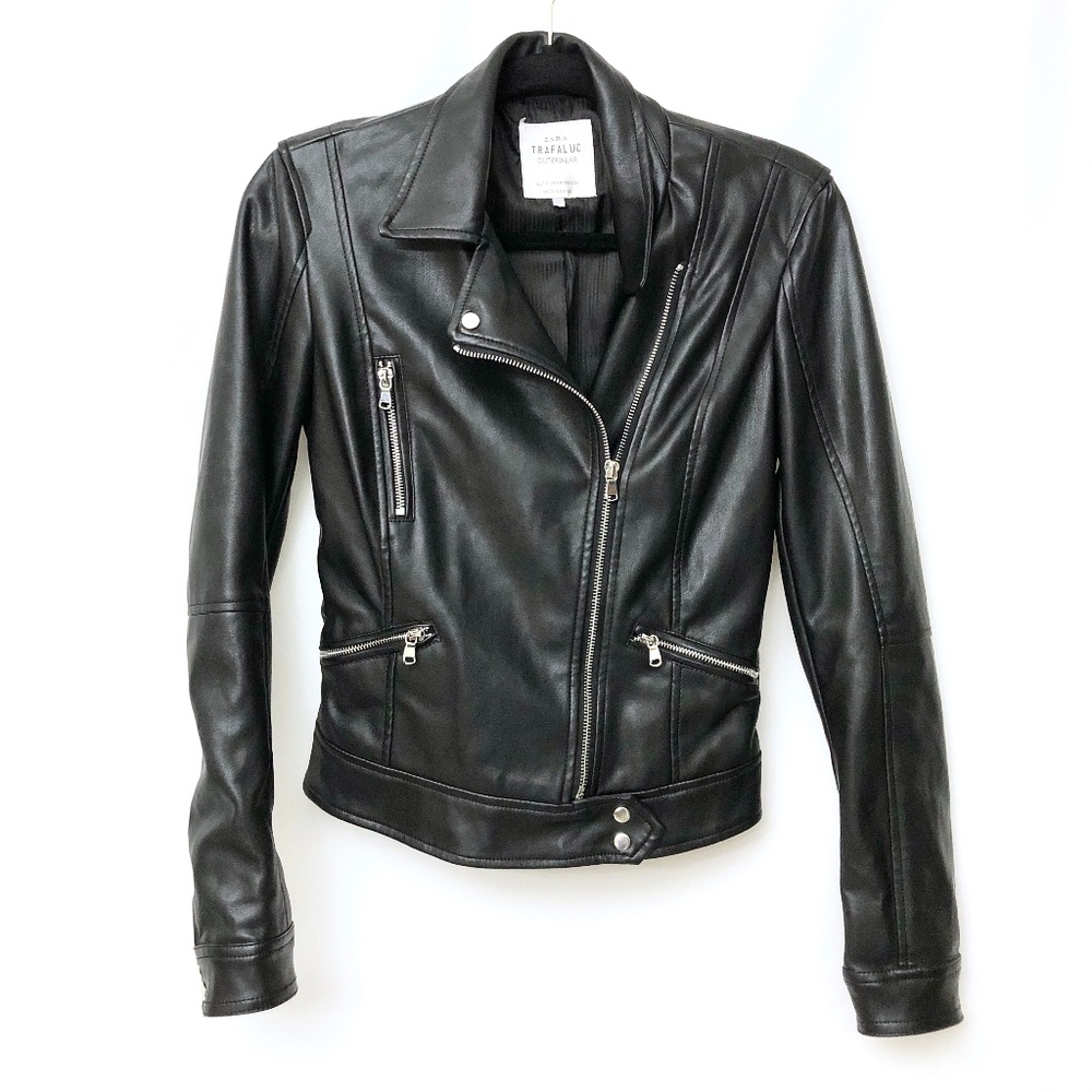 π Zara Trafaluc Women's Moto Leather Jacket! - Picture 1 of 7
